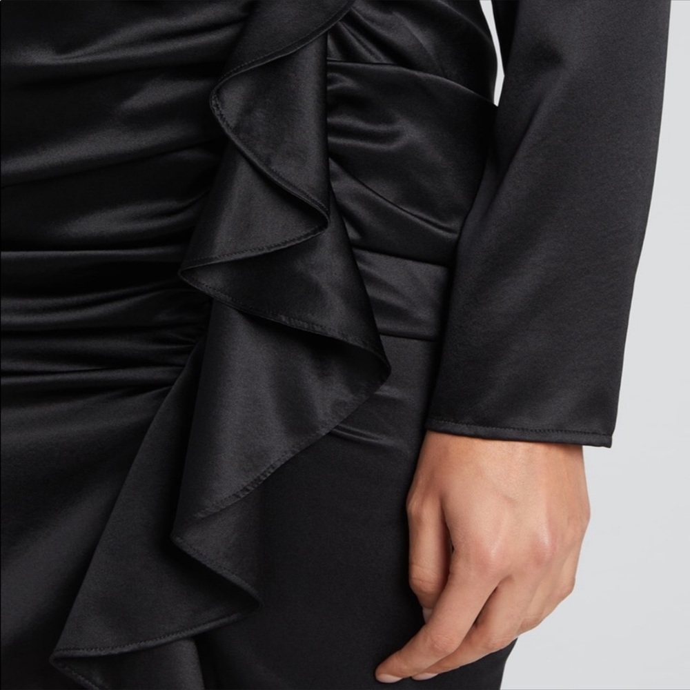 VERONICA BEARD Black Rula Ruched Dress M/6 - Picture 4 of 5